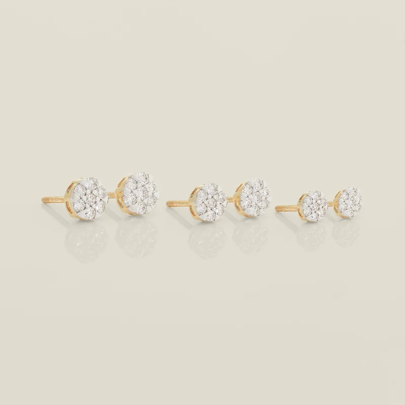 women's earrings star design -Essential Round Diamond Stud Earrings