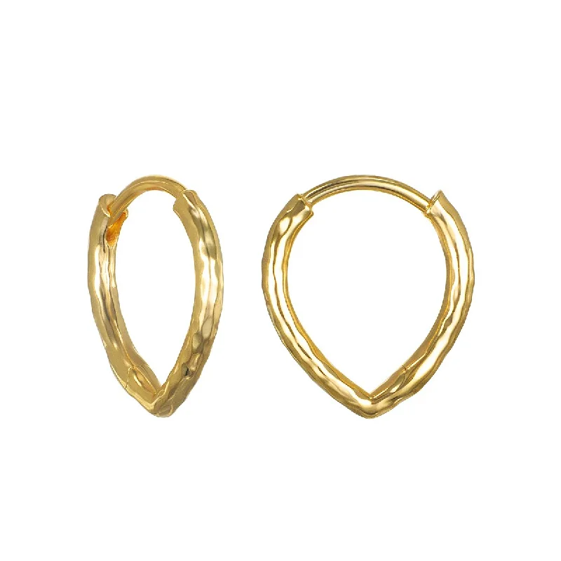 women's earrings delicate hoops -Lotus Petal 14kt Gold Huggie Earrings