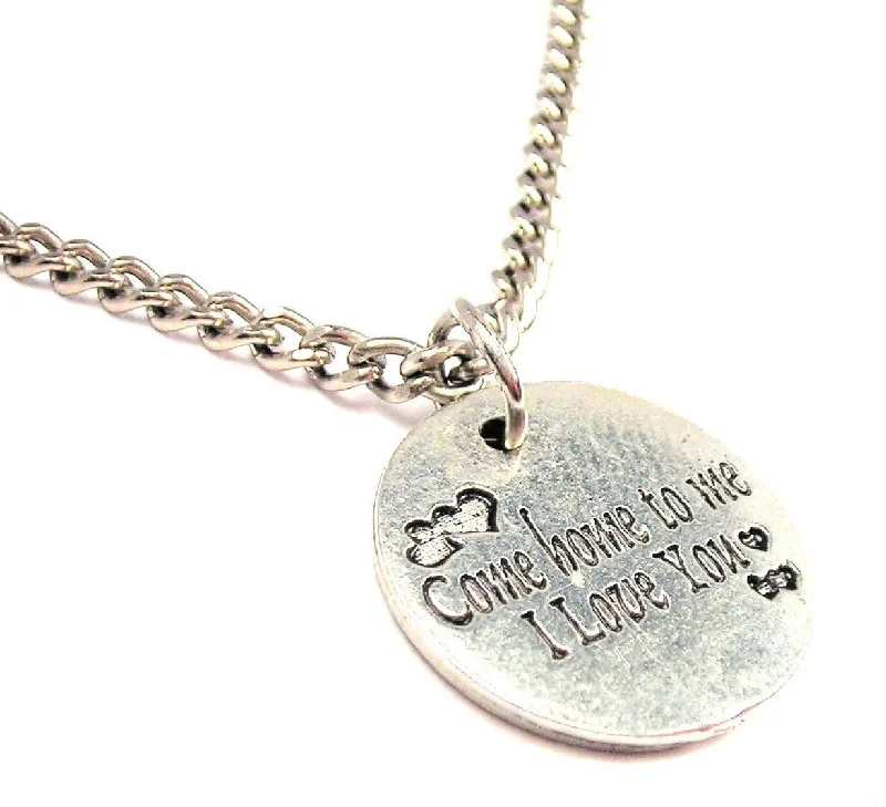 women's necklaces fashionable yet simple -Come Home To Me I Love You Military Love Token Single Charm Necklace