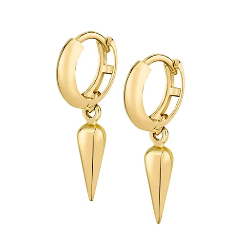 women's earrings luxury fine jewelry -Spike Chubby Huggie Hoop