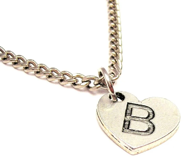 women's necklaces star pendant -Heart Shaped Initial B Single Charm Necklace