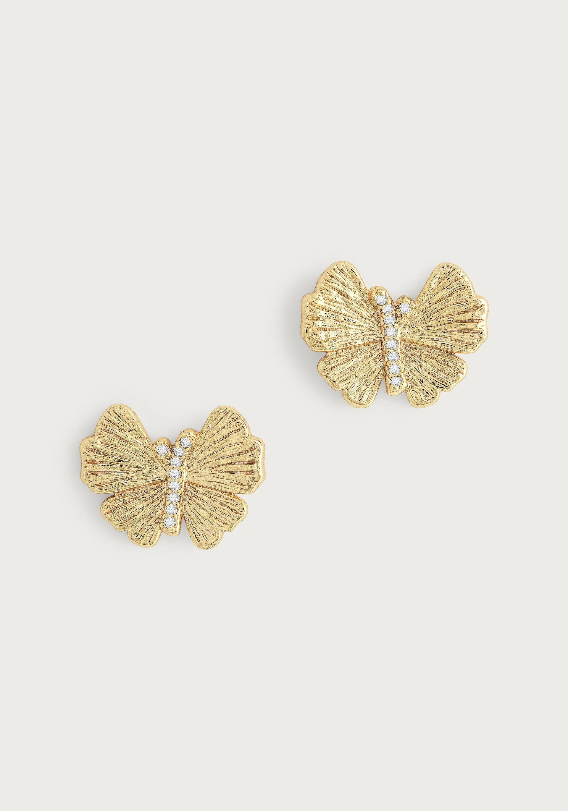 women's earrings eye-catching details -Butterfly Stud Gold Earrings