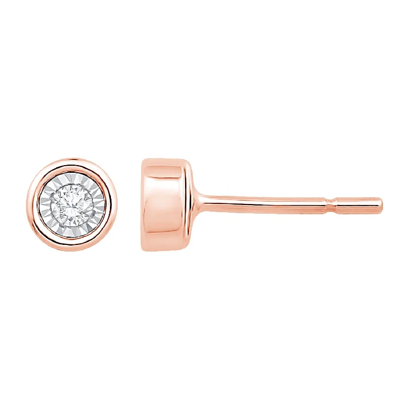 women's earrings cross design -10K Rose Gold Diamond Earrings