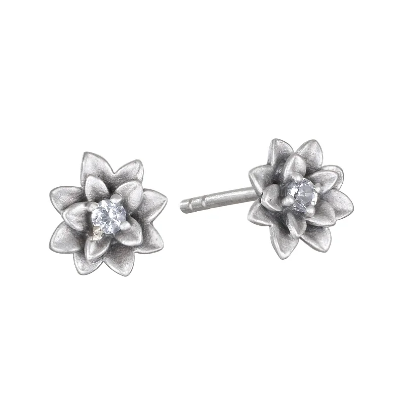 women's earrings fun and elegant -Soul Renewal Silver Lotus Earrings