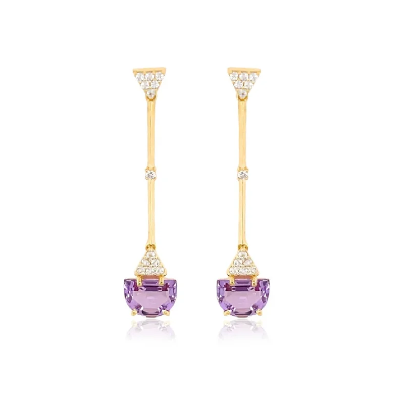 women's earrings celestial theme -Amethyst & White Topaz Earrings