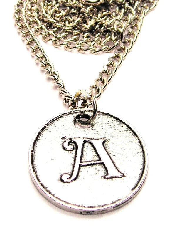 women's necklaces with small charm -Initial A Circle Single Charm Necklace