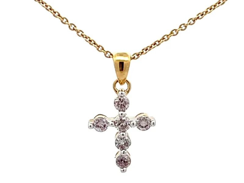 women's necklaces bold statement -Small Diamond Cross Necklace 18k Yellow Gold