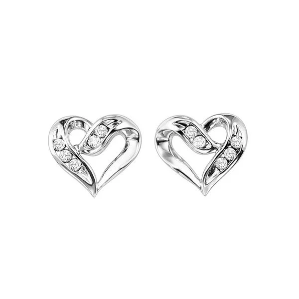 women's earrings platinum -Sterling Silver Diamond Stud Earrings