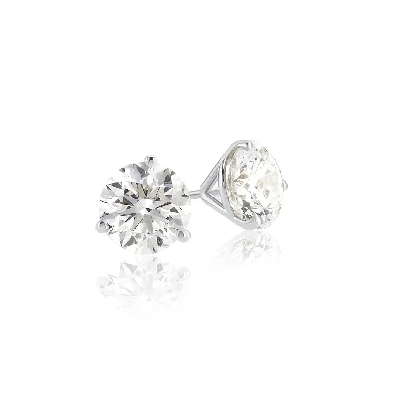 women's earrings drop earrings -14K White Gold 3.05 CT Round Diamond Martini Stud Earrings