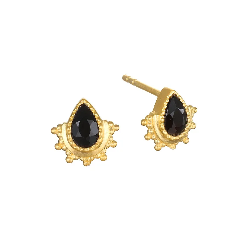 women's earrings handcrafted luxury -Eternal Light Black Onyx Stud Earrings