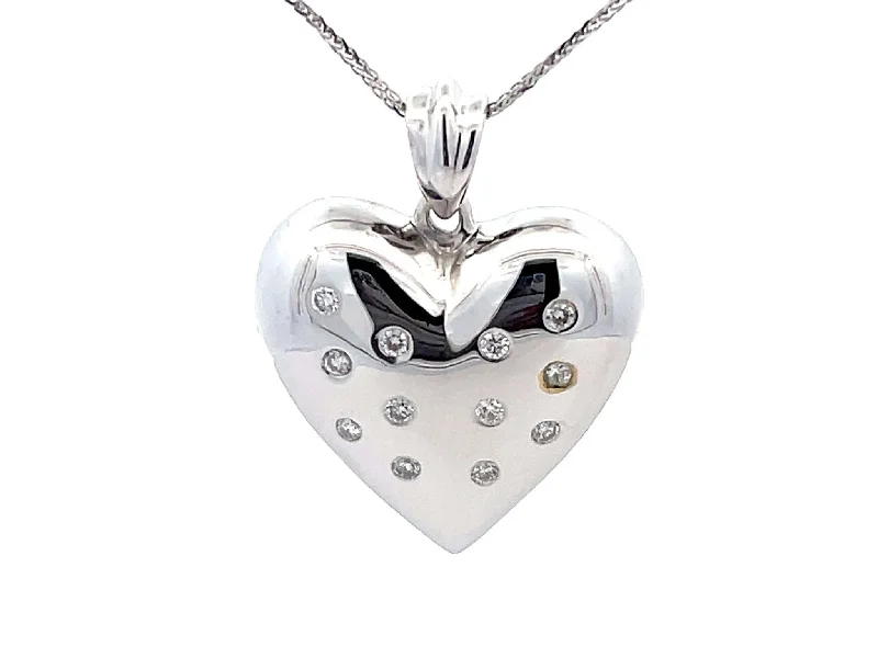 women's necklaces with diamond accents -Diamond Heart Necklace in 14k White Gold