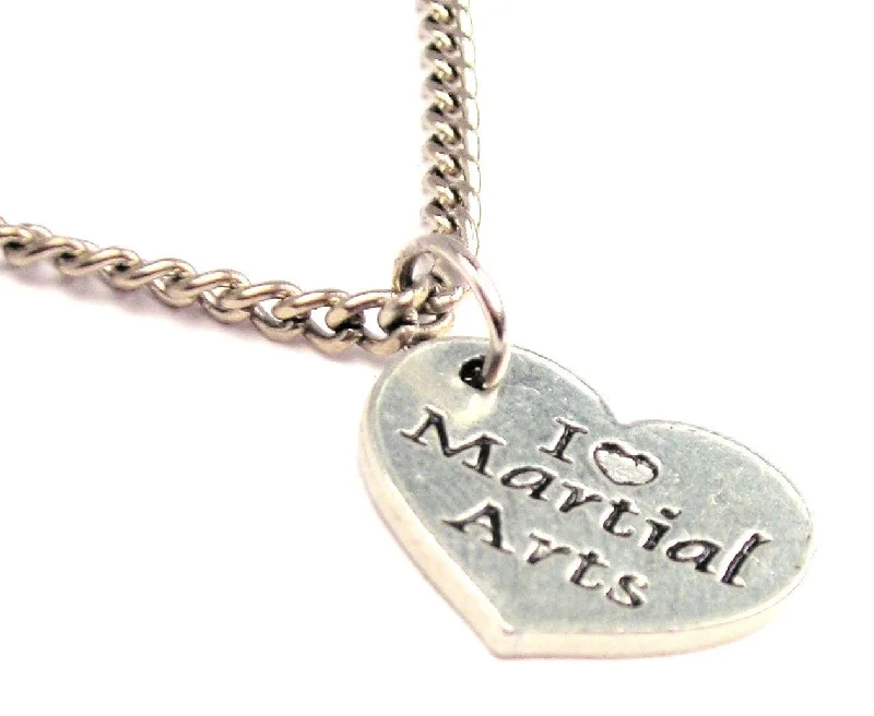 women's necklaces white gold -I Love Martial Arts Single Charm Necklace