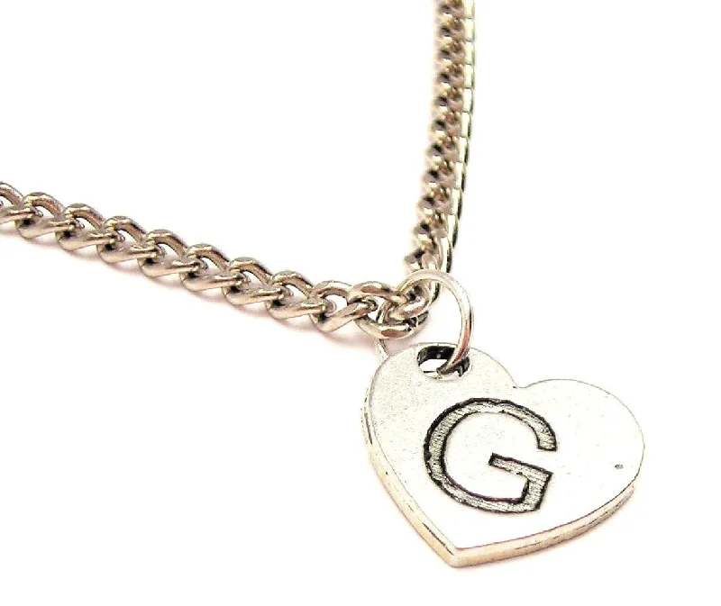 women's necklaces with initials -Heart Shaped Initial G Single Charm Necklace