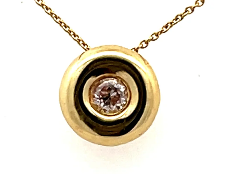 women's necklaces delicate and dainty -Small Round Diamond Pendant Necklace 18k Yellow Gold