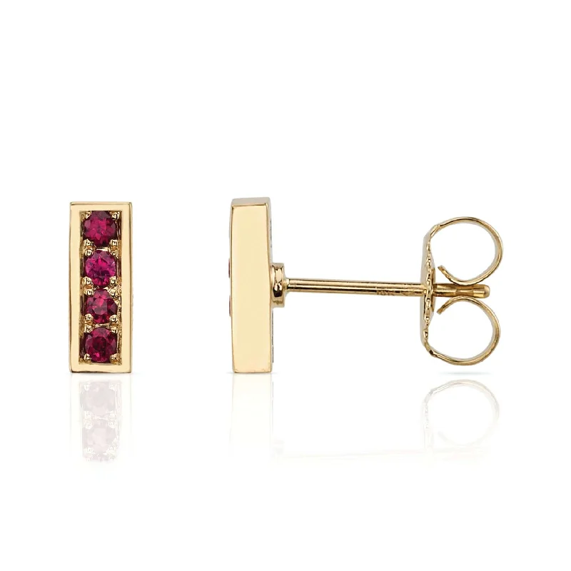 women's earrings modern and sleek -PAVÉ MONET STUDS WITH GEMSTONES