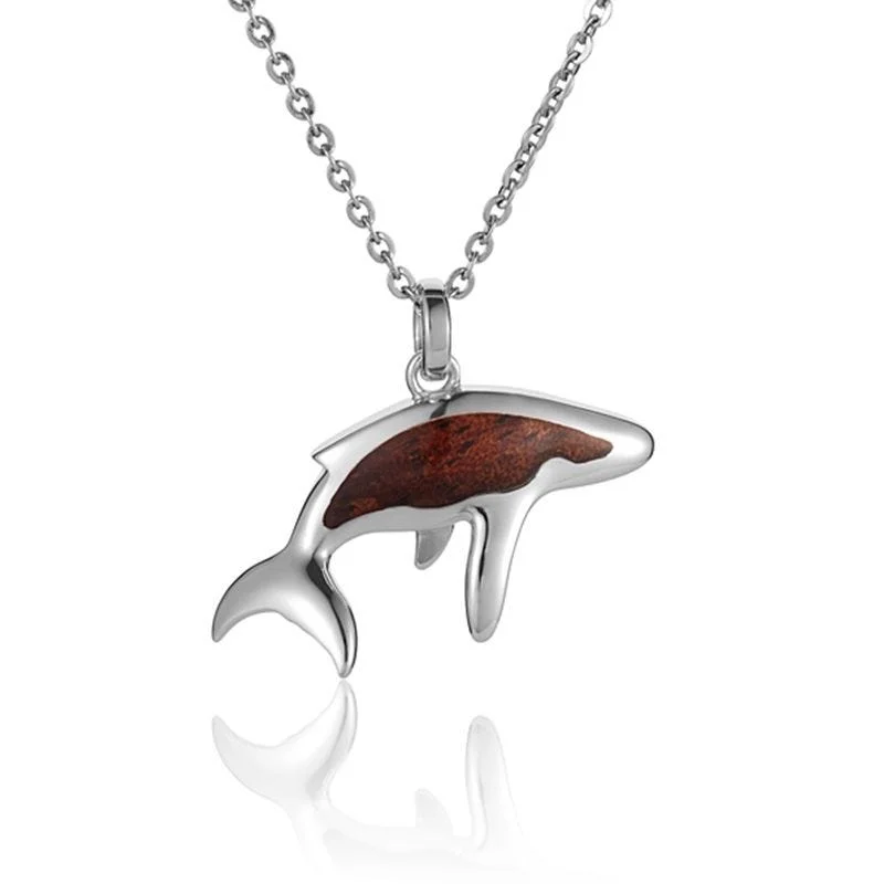 women's necklaces heart pendant -Sterling Silver Koa Wood Whale Pendant18" Necklace