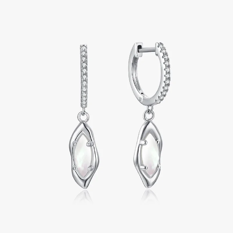 women's earrings classic elegance -Silver Ava Mother of Pearl Earrings