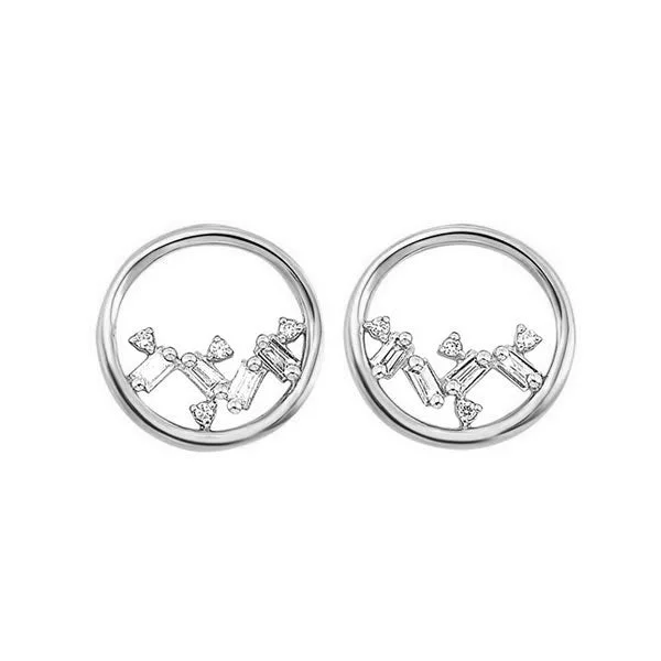 women's earrings moissanite -14K White Gold Diamond Stud Earrings