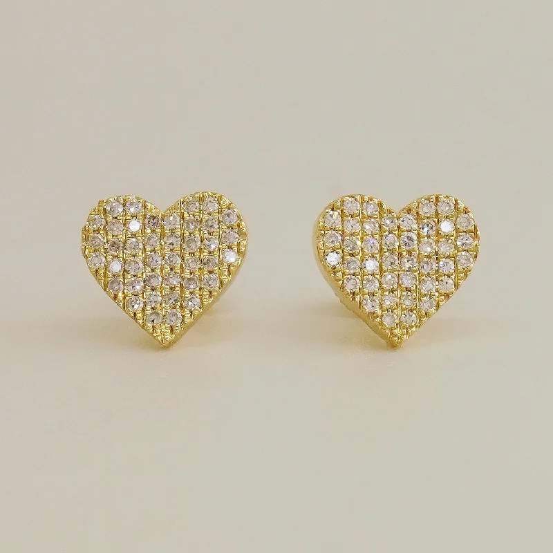 women's earrings chandelier earrings -Micro-Pavé Diamond Heart Stud Earrings