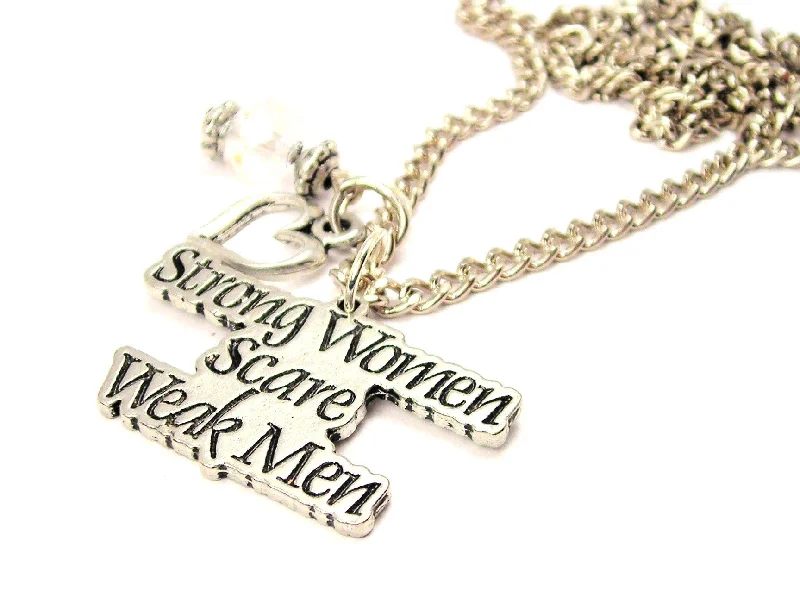 women's necklaces rose gold -Strong Women Scare Weak Men Necklace with Small Heart