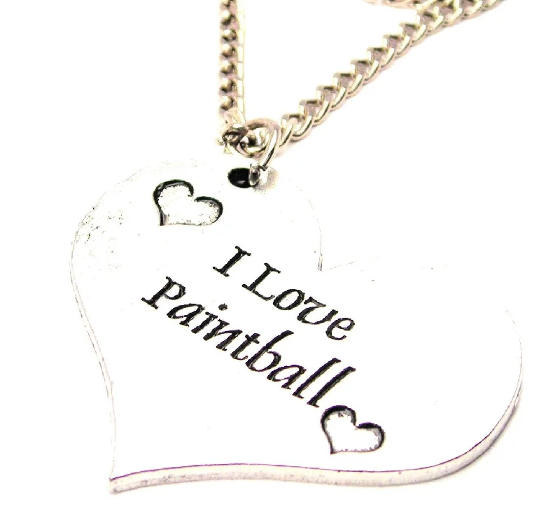 women's necklaces celestial theme -I Love Paintball Large Single Charm Necklace