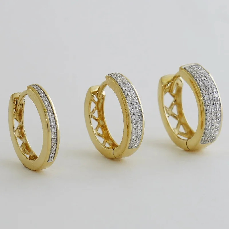 women's earrings designer collection -Multiple-Row Diamond Hoop Earrings