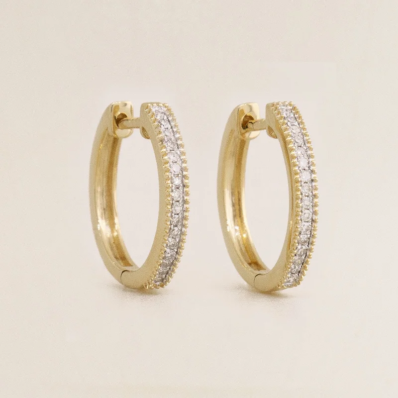 women's earrings pearl earrings -Medium Eternity Diamond Hoop Earrings