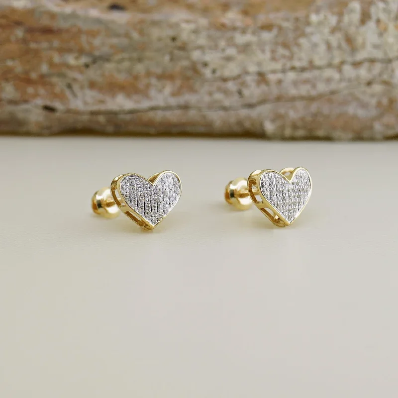 women's earrings stud earrings -Mini Eternity Diamond Heart Stud Earrings