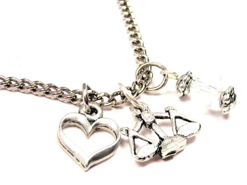 women's necklaces casual everyday -Scales Of Justice Heart And Crystal Necklace