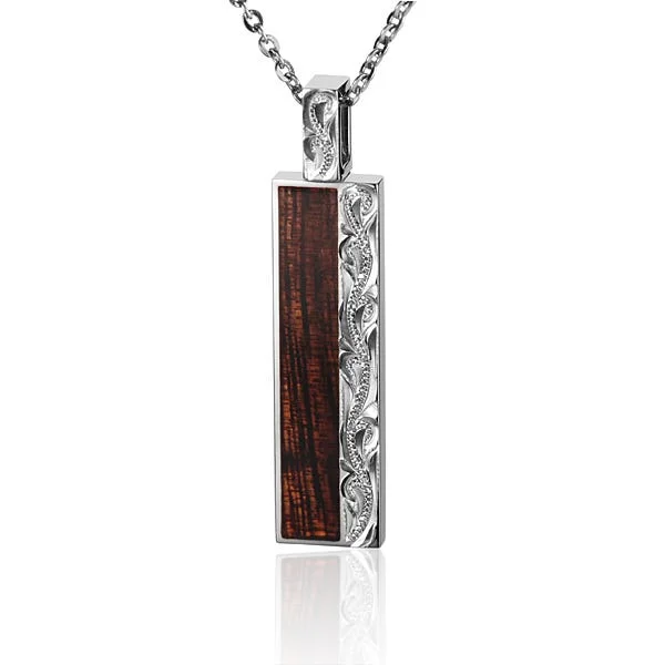 women's necklaces delicate and dainty -Sterling Silver Koa Wood Hawaii Pendant 18" Necklace