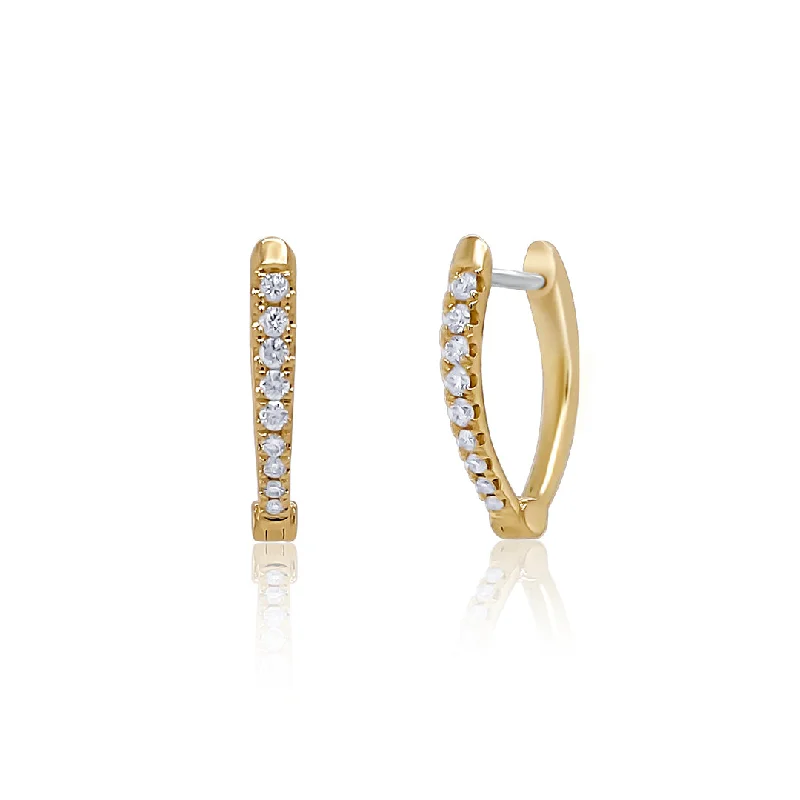 women's earrings lightweight comfort -0.22 CT Round Diamond 14K Yellow Gold Hoop Earrings