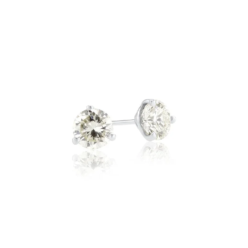 women's earrings with unique patterns -14K White Gold 1.00 CT Round Diamond Three-Prong Martini Stud Earrings