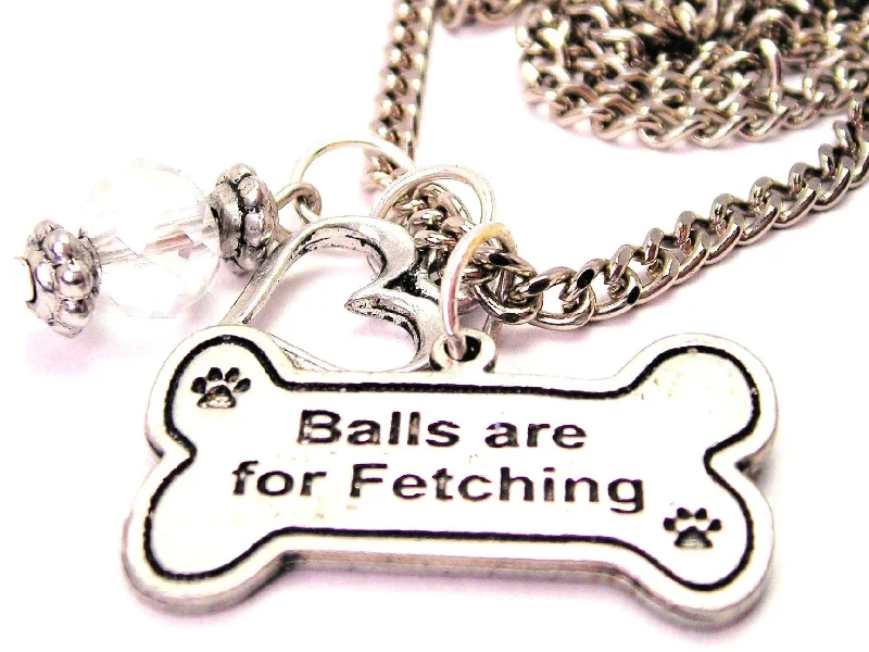 women's necklaces celestial theme -Balls Are For Fetching Bone Shaped Necklace with Small Heart