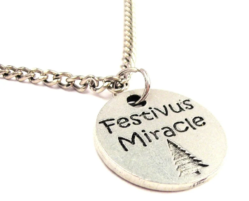 women's necklaces statement piece -Festivus Miracle Single Charm Necklace