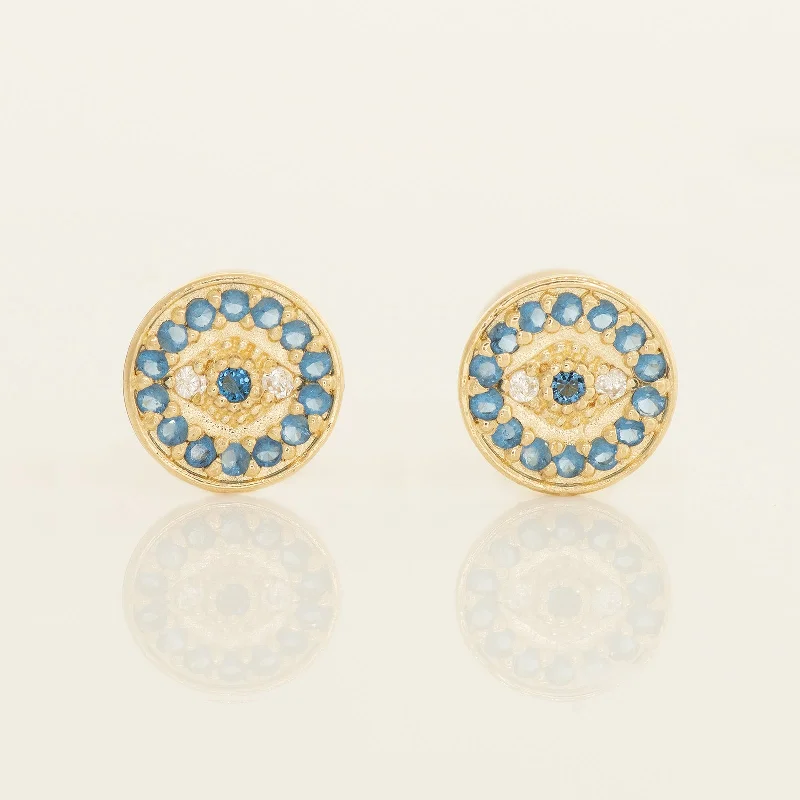 women's earrings perfect daily wear -Sapphire Eternity Evil Eye Stud Earrings