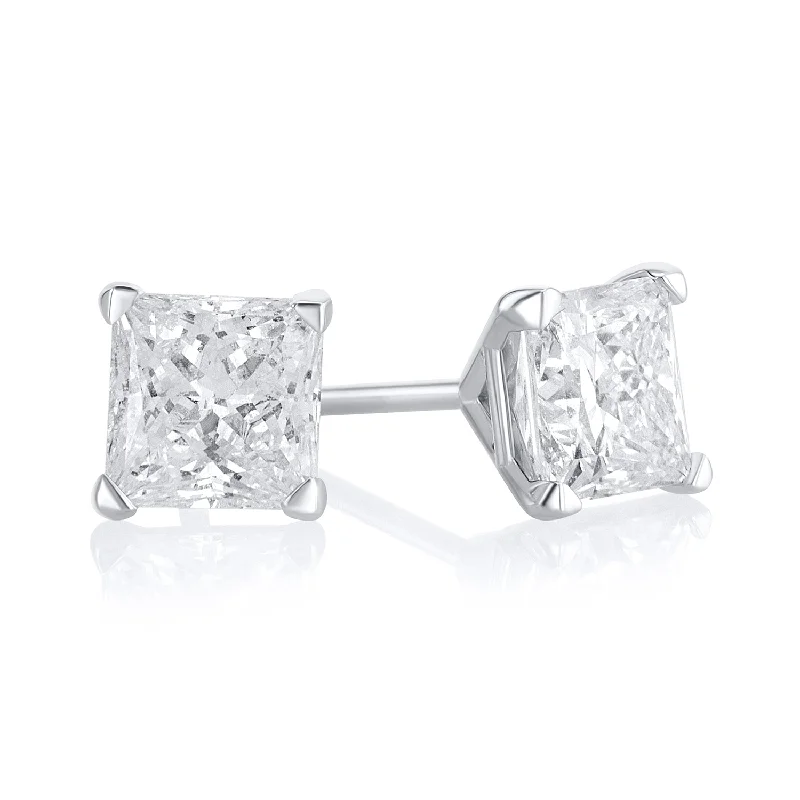 women's earrings engagement gift -1.57 Carat Lab Grown Diamond 4 Prong Martini Set Studs in 14k White Gold