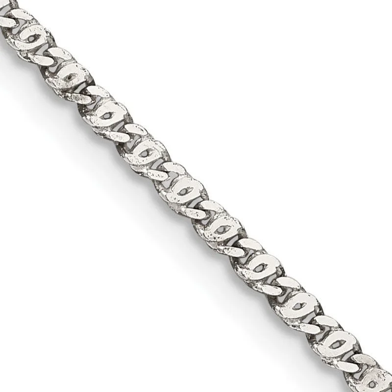 women's necklaces with diamond cluster -Sterling Silver 2mm Fancy Anchor Pendant Chain Necklace