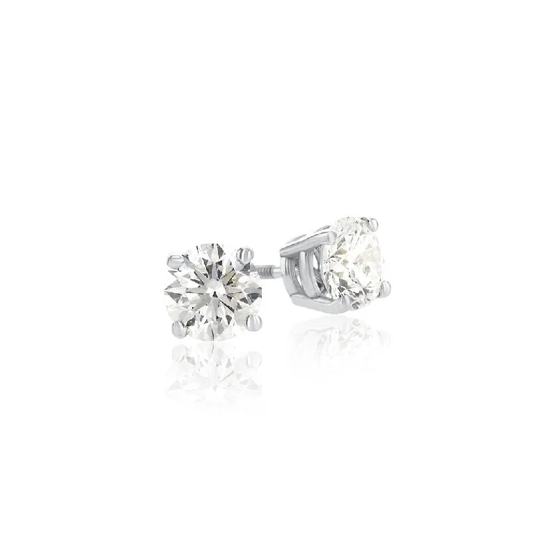 women's earrings fun and elegant -14K White Gold 0.96 CT Round Diamond Stud Earrings