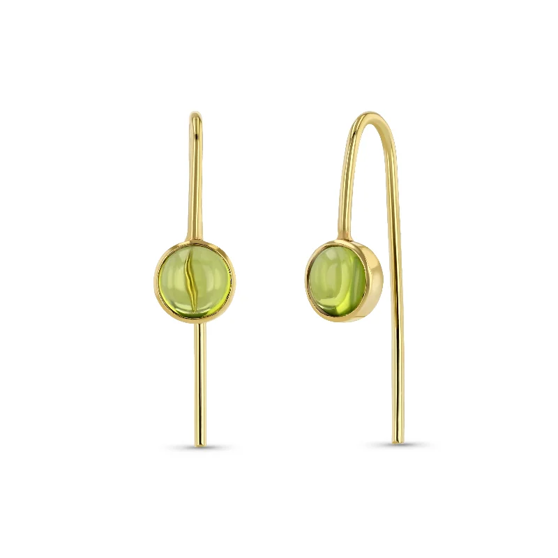 women's earrings rose gold -Cab Slides - Peridot