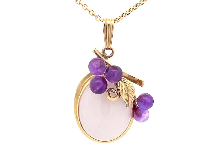 women's necklaces casual yet chic -Mings Lavender Jade and Purple Amethyst Necklace in 14k Yellow Gold