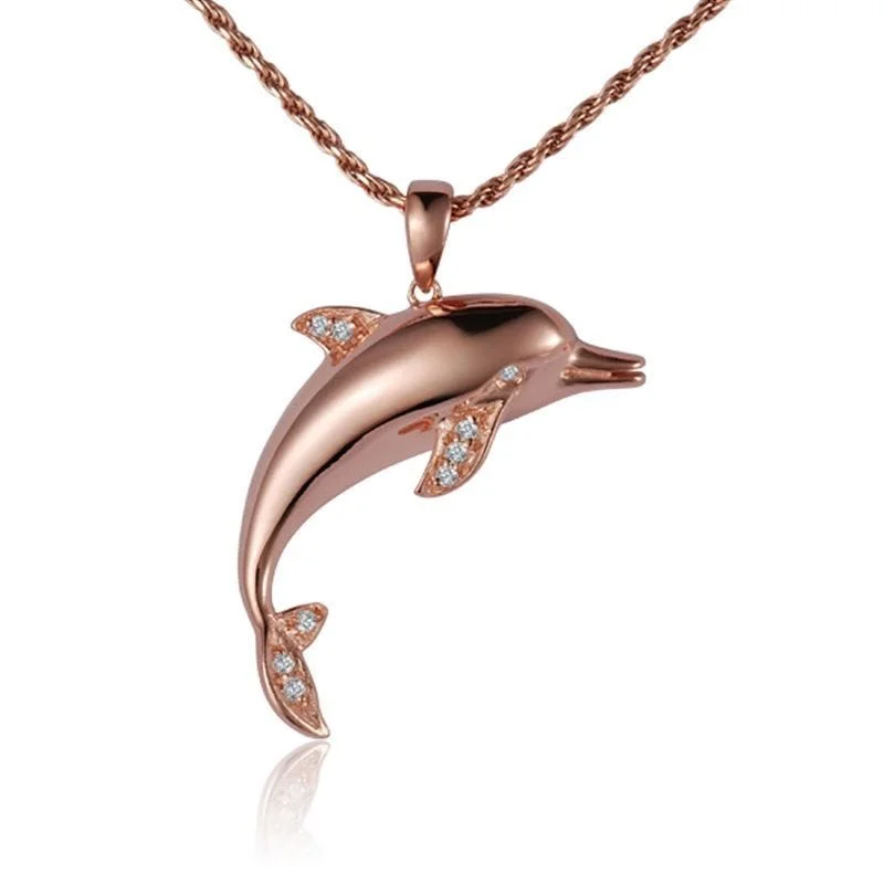 women's necklaces luxury elegance -14K Rose Gold Dolphin Necklace