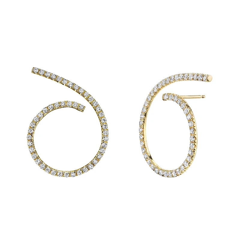 women's earrings with diamond accents -Pave Six Studs