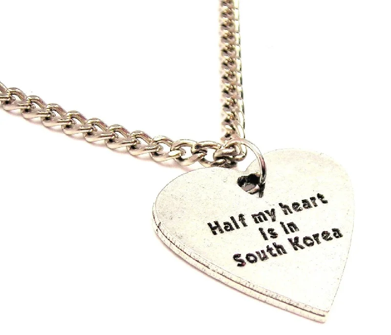 women's necklaces waterproof jewelry -Half My Heart Is In South Korea Single Charm Necklace