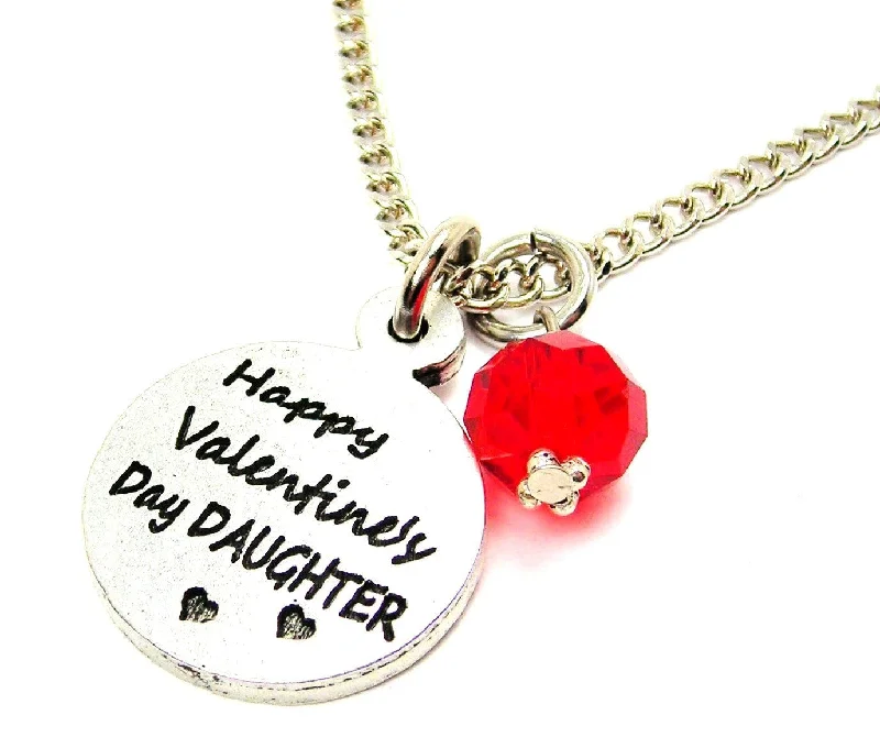 women's necklaces butterfly design -Happy Valentines Day Daughter Single Charm Necklace