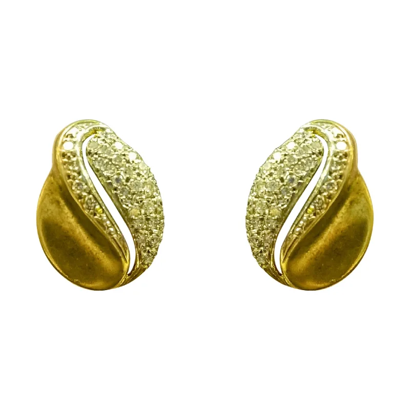 women's earrings chic and modern -18 kt Yellow Gold and Diamonds Leafy Earrings