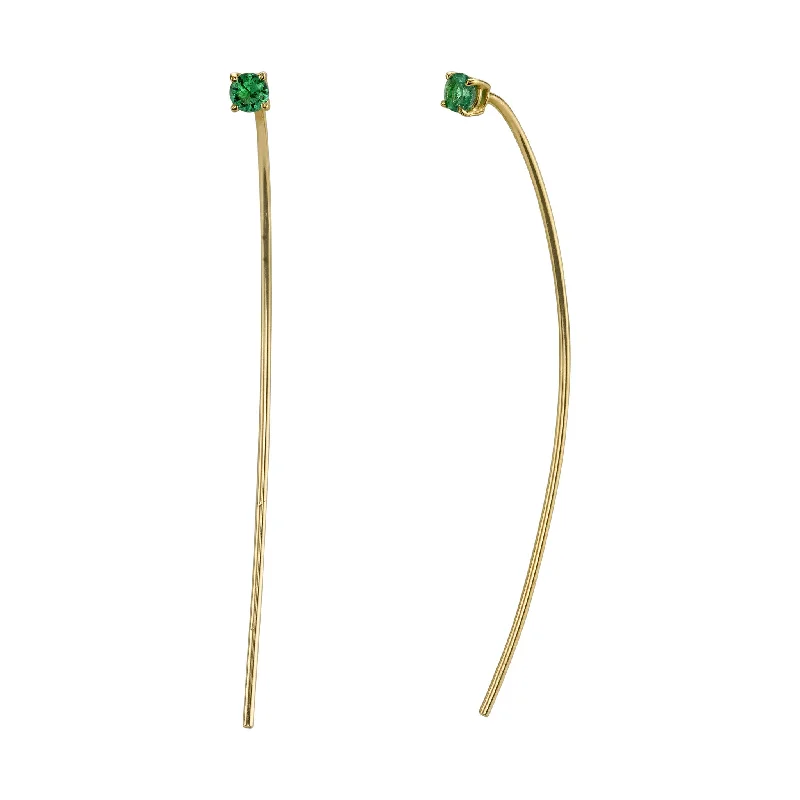 women's earrings luxury statement -Emerald Crescent Pull Earrings