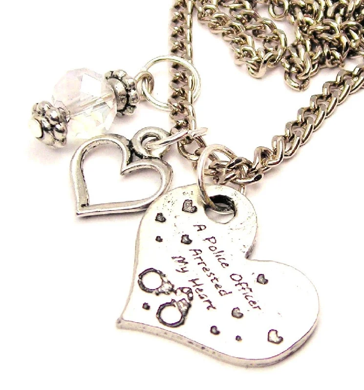 women's necklaces elegant touch -A Police Officer Arrested My Heart And Crystal Necklace