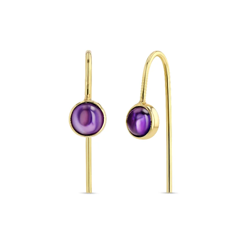 women's earrings delicate and dainty -Cab Slides - Amethyst