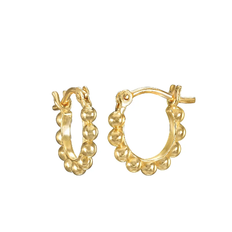 women's earrings with engraved message -Tiny Joys 14kt Gold Dot Huggie Mini Hoops