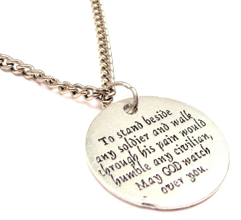 women's necklaces birthstone charm -Soldiers Prayer Military Love Token Single Charm Necklace